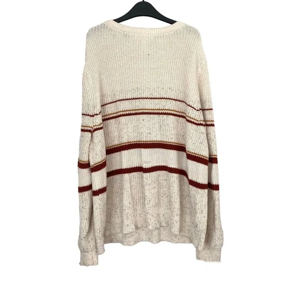 Addition Elle Cream Orange Striped Sweater - Picture 2 of 4